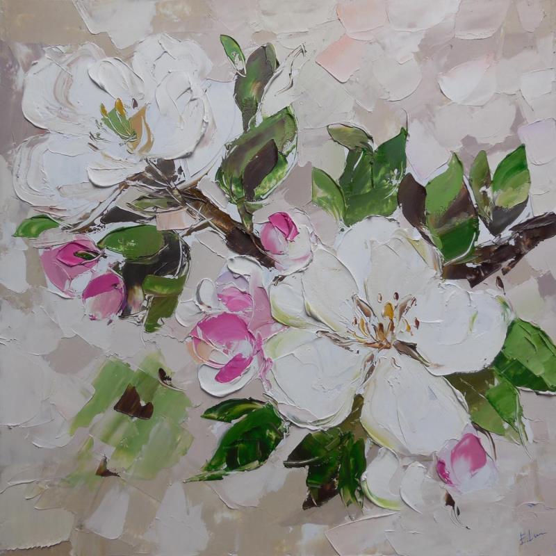 Peinture Apple blossom  par Lunetskaya Elena | Tableau Figuratif Huile