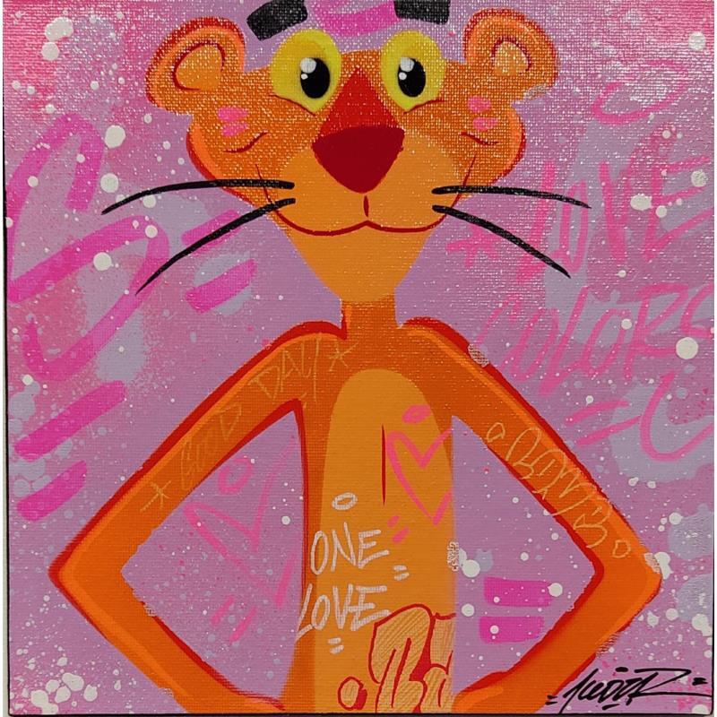 Painting Pink Panther Pop by Lemoine Mael | Painting Pop-art Pop icons Graffiti Acrylic