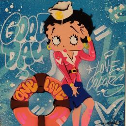 Peinture Betty Boop marine par Lemoine Mael | Tableau Street Art Acrylique, Graffiti Icones Pop