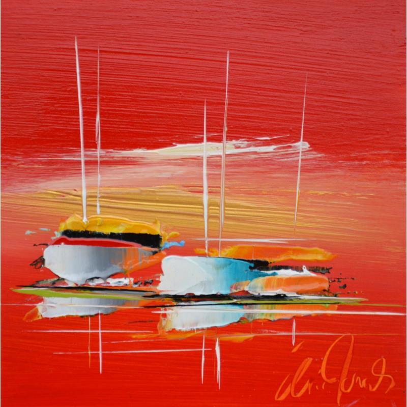 Painting Sous un ciel rouge by Munsch Eric | Painting Figurative Marine Oil Acrylic