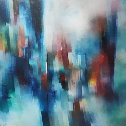 Peinture Vitrail bleu par Levesque Emmanuelle | Tableau  Huile