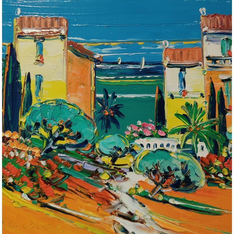 Painting Maisons à Villefranche by Corbière Liisa | Painting Figurative Landscapes Oil