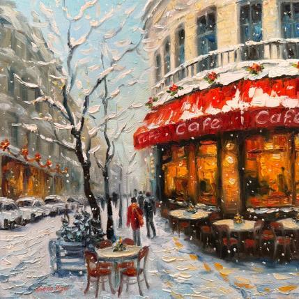 Peinture Winter in Paris par Pigni Diana | Tableau Figuratif Huile Architecture, Nature, Urbain