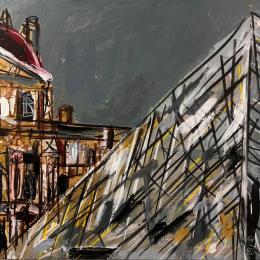 Peinture Nuit magique par Anicet Olivier | Tableau Figuratif Acrylique, Pastel Architecture, Urbain