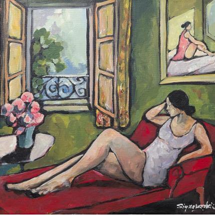 Peinture Fenêtre ouverte par Signamarcheix Bernard | Tableau Art naïf Acrylique, Encre, Pastel Scènes de vie