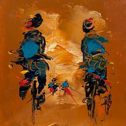 Painting Au Parc by Raffin Christian | Painting Figurative Oil Life style