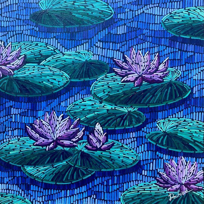Peinture lotus roses par Dmitrieva Daria | Tableau Impressionnisme Nature Acrylique