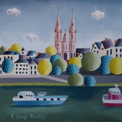 Painting Angers, quais et Cathédrale by Davy Bouttier Elisabeth | Painting Naive art Oil Architecture