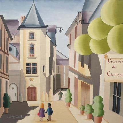 Painting Angers, Rue St Aignan by Davy Bouttier Elisabeth | Painting Naive art Oil Architecture