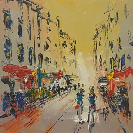 Peinture Balade en Ville par Raffin Christian | Tableau Figuratif Huile Urbain