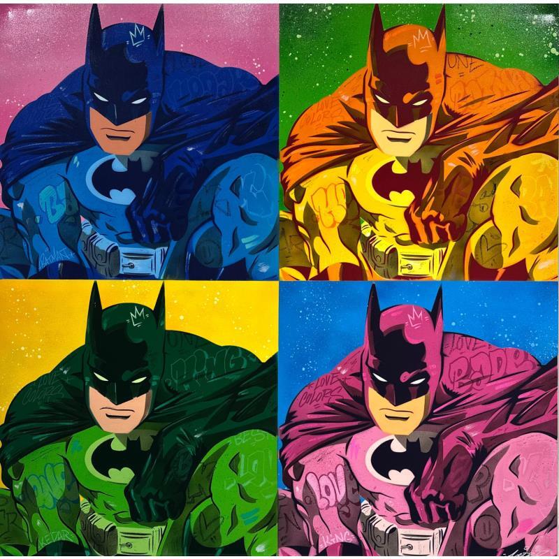 Peinture Batman Pop par Lemoine Mael | Tableau Pop-art Icones Pop Graffiti Acrylique