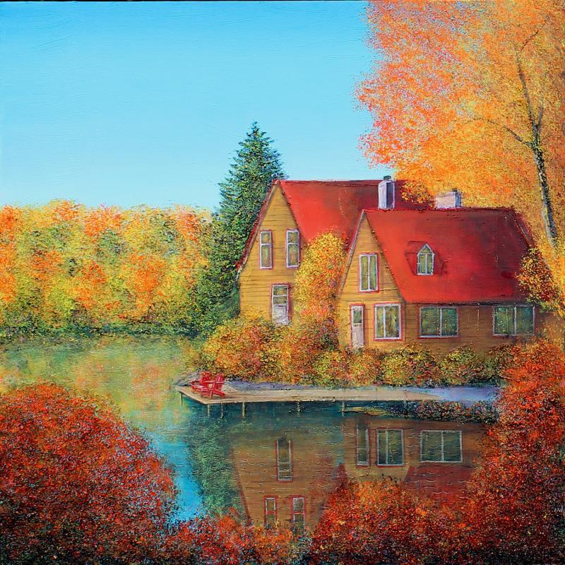 Peinture Douceur d’Octobre par Dessapt Elika | Tableau Impressionnisme Acrylique Sable