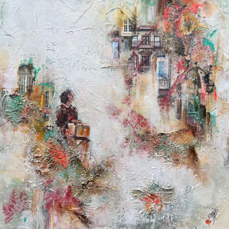 Painting Là où tu sois, j'irai te rejoindre by Bergeron Marie-Josée | Painting Surrealism Oil Acrylic Gluing