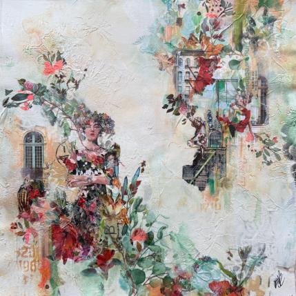 Painting Portrait en équilibre by Bergeron Marie-Josée | Painting Surrealism Acrylic, Gluing, Oil