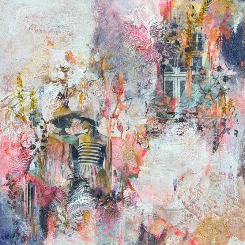 Painting Les jumelles cosmiques by Bergeron Marie-Josée | Painting Surrealism Oil Acrylic Gluing