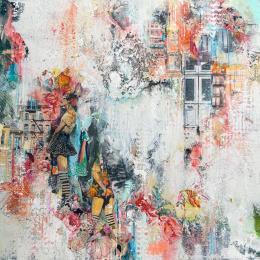 Painting All together by Bergeron Marie-Josée | Painting Surrealism Acrylic, Gluing, Oil