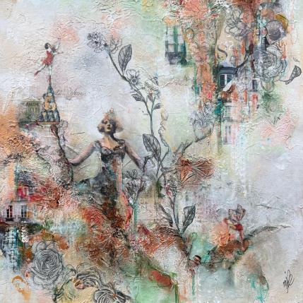 Painting En équilibre sur la ligne de la vie by Bergeron Marie-Josée | Painting Surrealism Acrylic, Gluing, Oil