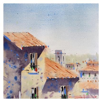 Gemälde Les toits ensoleillés de Montpellier von Bailly Kévin  | Gemälde Figurativ Aquarell, Tinte Architektur, Urban