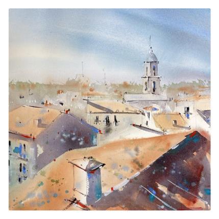 Painting Montpellier, symphonie de tuiles et de pierres by Bailly Kévin  | Painting Figurative Ink, Watercolor Architecture, Urban