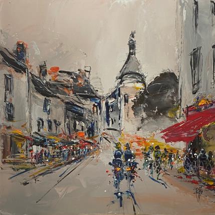 Peinture Balade en Ville par Raffin Christian | Tableau Figuratif Huile Urbain