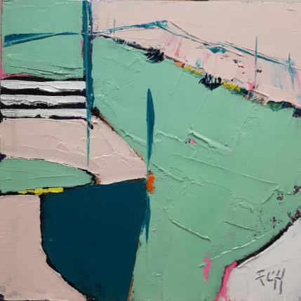 Peinture espace vert par L'huillier Françis | Tableau Abstrait Huile Paysages