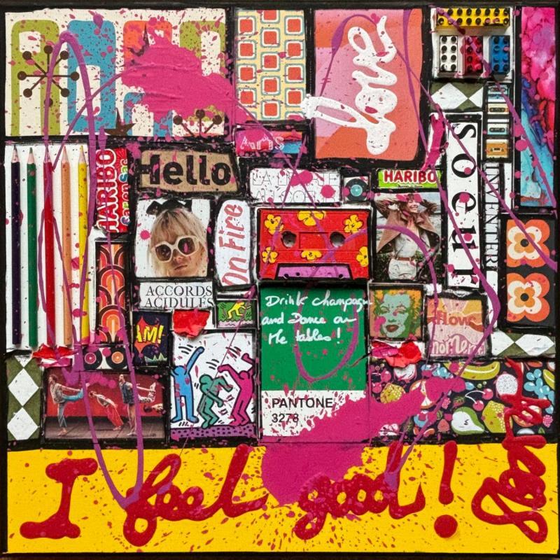 Painting I feel good by Costa Sophie | Painting Pop-art Acrylic Gluing Upcycling