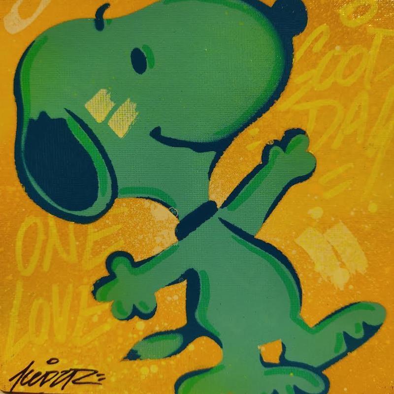 Gemälde Snoopy Blue von Lemoine Mael | Gemälde Pop-Art Pop-Ikonen Graffiti Acryl