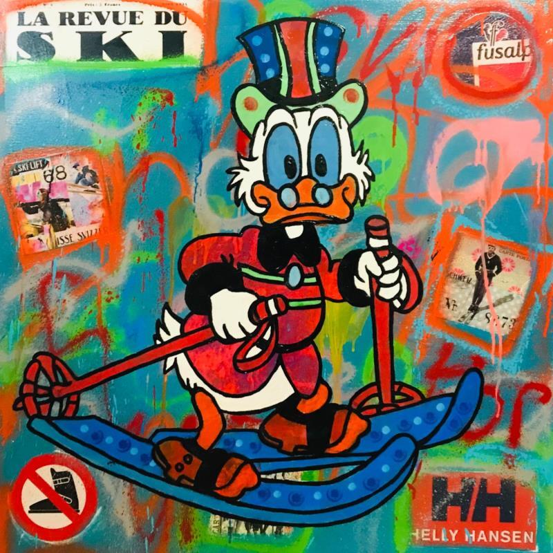 Painting Picsou ski by Kikayou | Painting Pop-art Pop icons Graffiti Acrylic Gluing