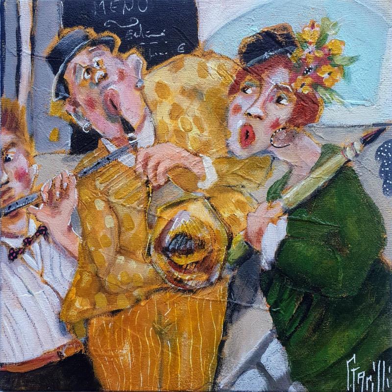 Painting Le trio by Garilli Nicole | Painting Figurative Life style Acrylic