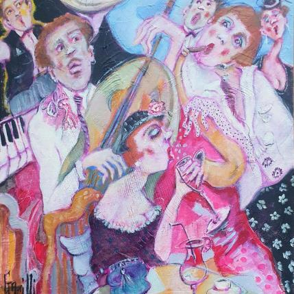 Peinture Élégante soirée cabaret par Garilli Nicole | Tableau Figuratif Acrylique Scènes de vie