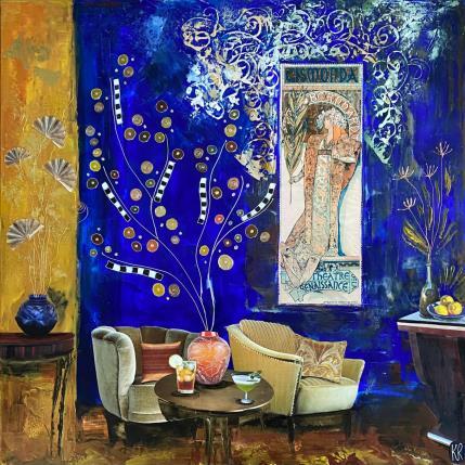 Gemälde L’histoire de Sarah  von Romanelli Karine | Gemälde Figurativ Acryl, Blattgold, Collage, Papier, Pastell, Posca Alltagsszenen