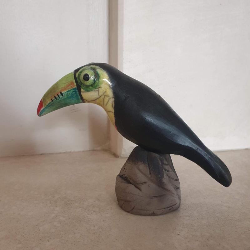 Sculpture Toucan toco par Escoffier Odile | Sculpture Figuratif Animaux Raku