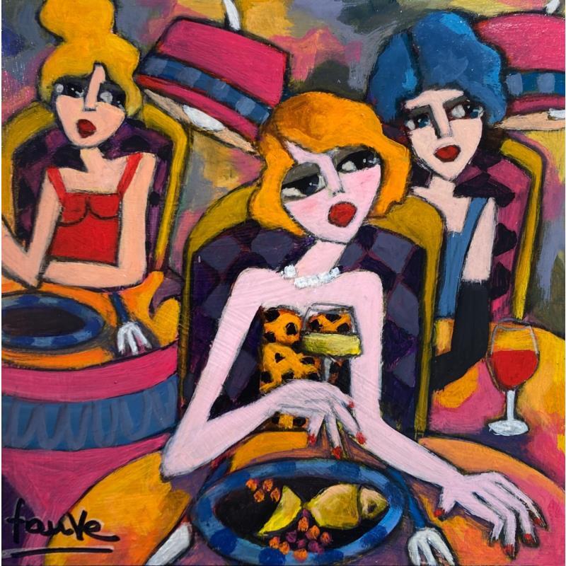 Painting Moment détente by Fauve | Painting Figurative Life style Oil Acrylic