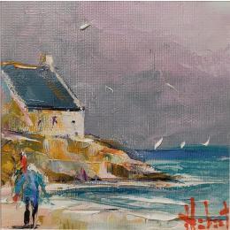 Peinture En Bretagne par Hébert Franck | Tableau Figuratif Huile Marine, Paysages