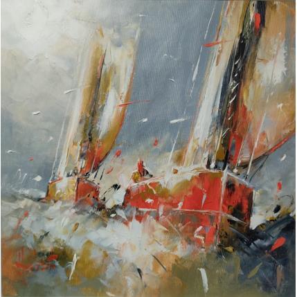 Painting La course by Hébert Franck | Painting Figurative Oil Landscapes, Marine