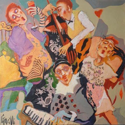 Peinture Crasy cabaret evening par Garilli Nicole | Tableau Figuratif Acrylique Scènes de vie
