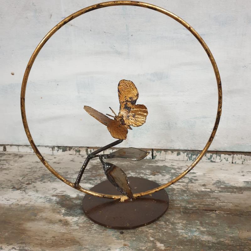Skulptur Papillon 2 feuilles von Eres Nicolas | Skulptur Figurativ Tiere Metall