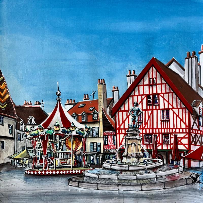 Pintura Le carrousel et la fontaine du Bareuzai à Dijon por Touras Sophie-Kim  | Pintura Realismo Naturalezas muertas Aceite