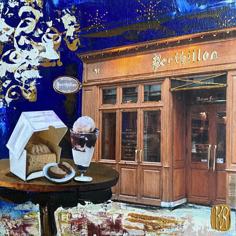 Gemälde Histoire de glaces  von Romanelli Karine | Gemälde Figurativ Urban Alltagsszenen Acryl Collage Posca Pastell Papier