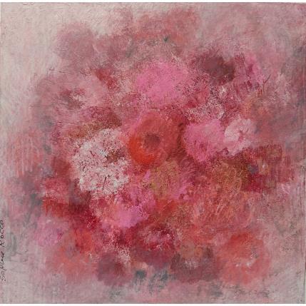 Peinture Bouquet rose par Rocco Sophie | Tableau Art Singulier Acrylique, Collage, Sable