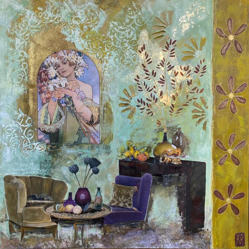 Painting L’instant by Romanelli Karine | Painting Figurative Portrait Life style Acrylic Gluing Posca Pastel Paper