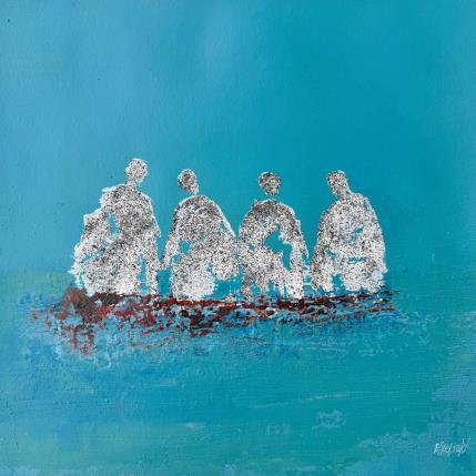 Peinture Eveiller le ciel en nous par Escolier Odile | Tableau Figuratif Acrylique, Pigments, Sable Scènes de vie, Société