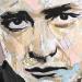 Peinture Johnny Cash par G.C.Popartist | Tableau Pop-art Portraits Musique Icones Pop Huile Acrylique Collage Encre Upcycling Papier