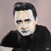 Peinture Johnny Cash par G.C.Popartist | Tableau Pop-art Portraits Musique Icones Pop Huile Acrylique Collage Encre Upcycling Papier