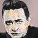 Peinture Johnny Cash par G.C.Popartist | Tableau Pop-art Portraits Musique Icones Pop Huile Acrylique Collage Encre Upcycling Papier