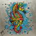Peinture Hippocampes par Geiry | Tableau Matiérisme
