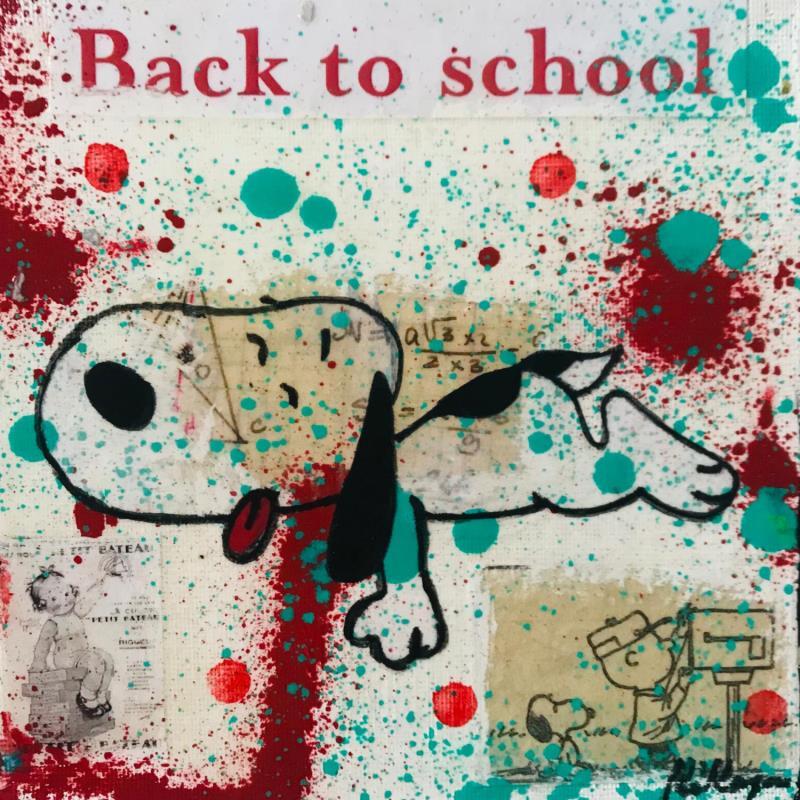 Painting Snoopy back to school ( petit bateau) by Kikayou | Painting Pop-art Pop icons Graffiti Acrylic Gluing