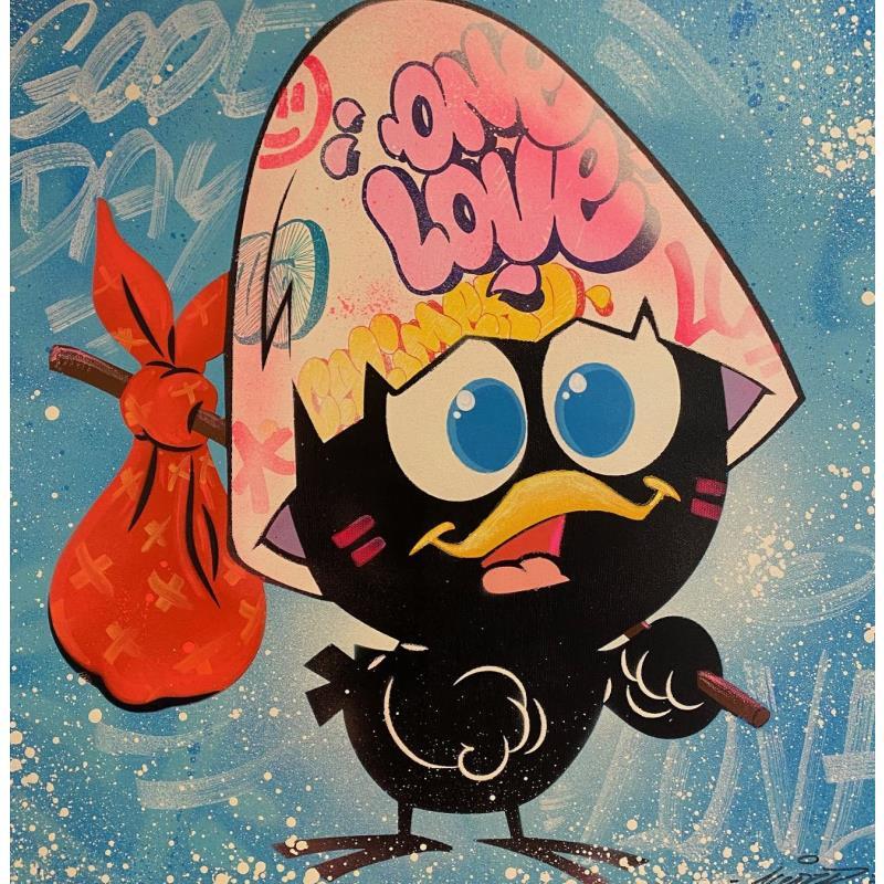 Painting Calimero by Lemoine Mael | Painting Pop-art Pop icons Graffiti Acrylic