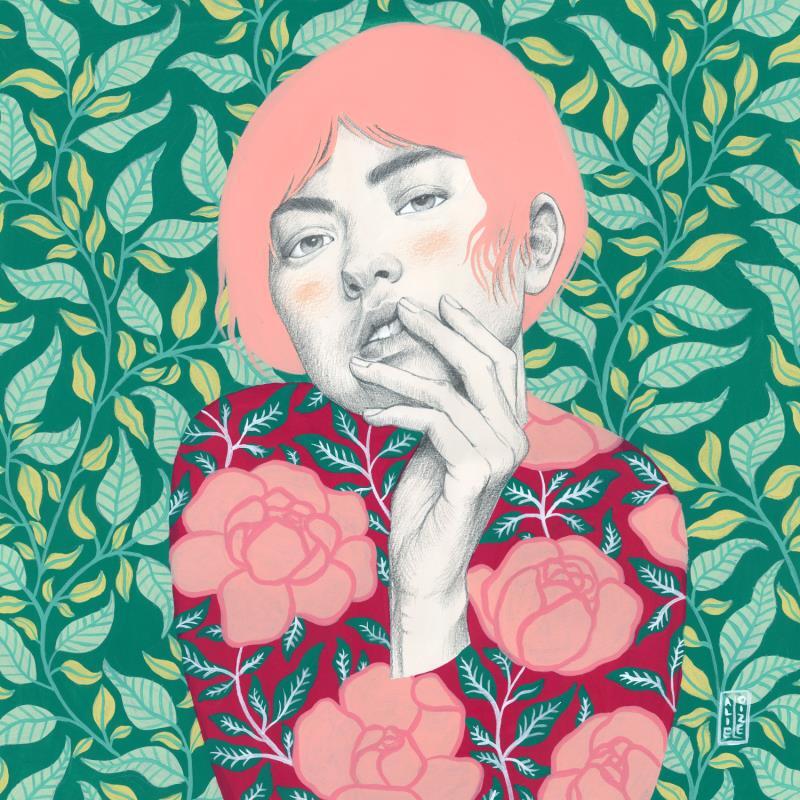 Painting Iris by Alie Loizel | Painting Figurative Portrait Acrylic