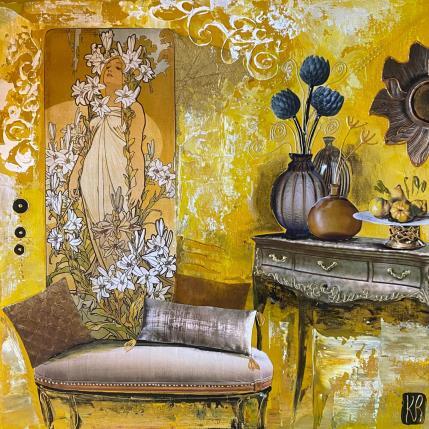 Gemälde Art de vivre  von Romanelli Karine | Gemälde Figurativ Acryl, Collage, Papier, Pastell, Posca Alltagsszenen